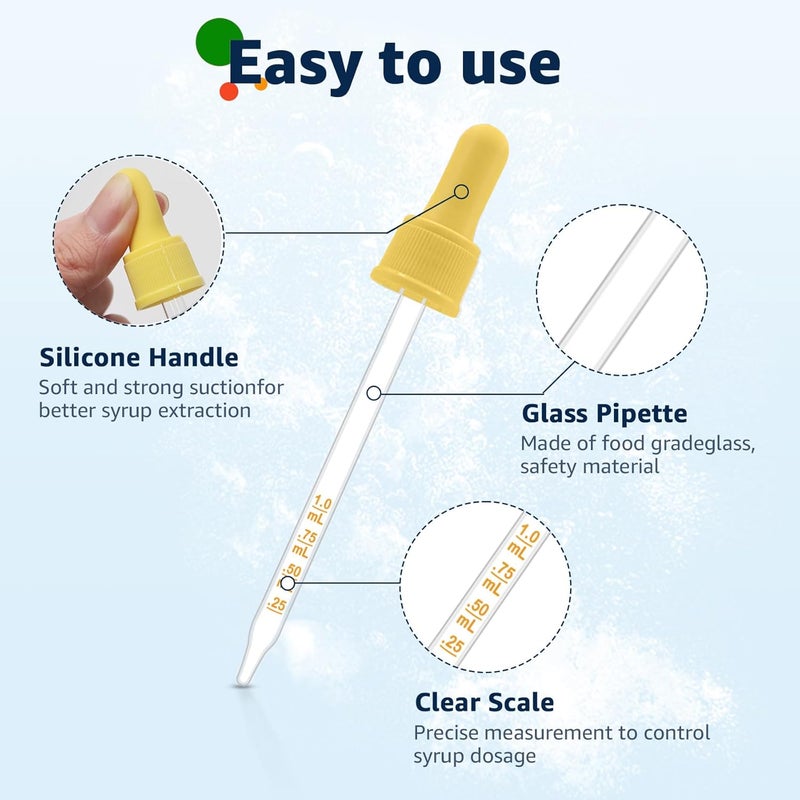 JAYOBGO Glass Dropper Pipettes Compatible with Sodastream Bubly Drops Flavors, Flavoring Dropper 1ML Pipette with Graduated Dropper for Sodastream Bubly Bottle, with Cleaning Brush(Colorful) - Image 3
